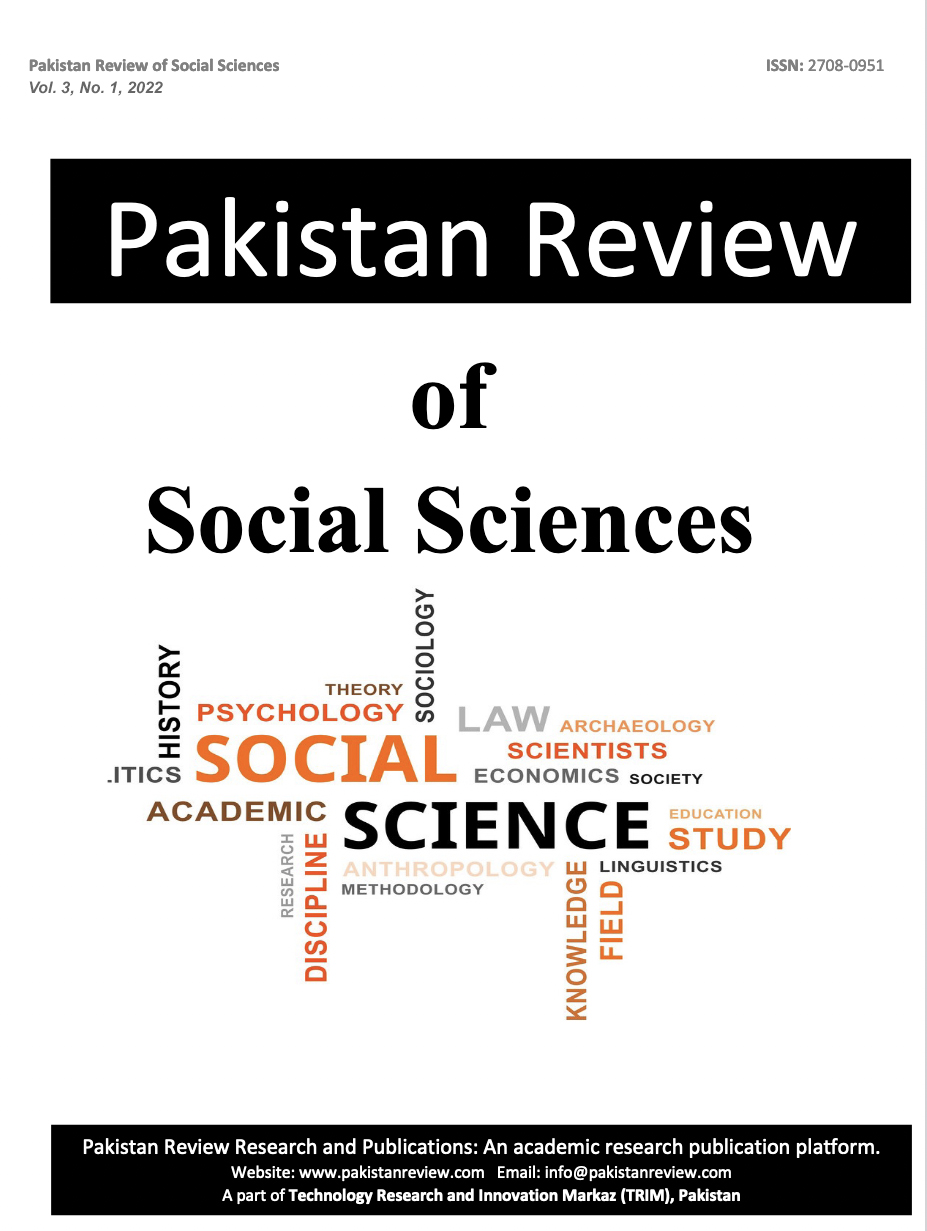 					View Vol. 3 No. 1 (2022): Pakistan Review of Social Sciences (PRSS)
				