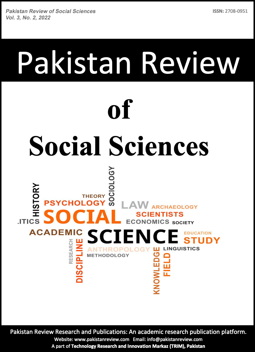 					View Vol. 3 No. 2 (2022): Pakistan Review of Social Sciences (PRSS)
				